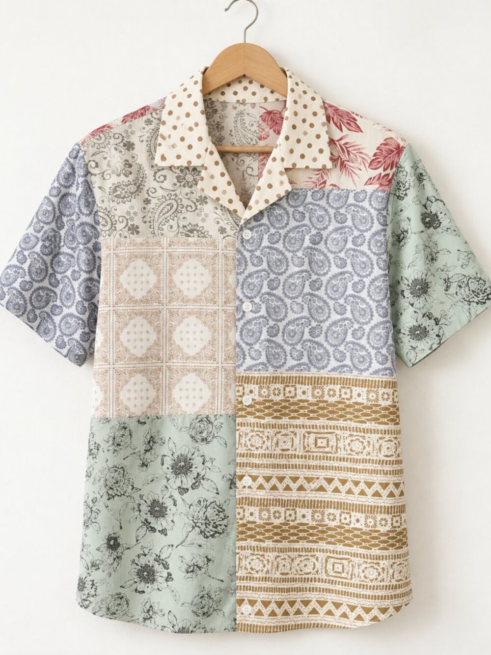 Horizon Cuban Collar Multicolor Button-Up Shirt Men’s L NWT